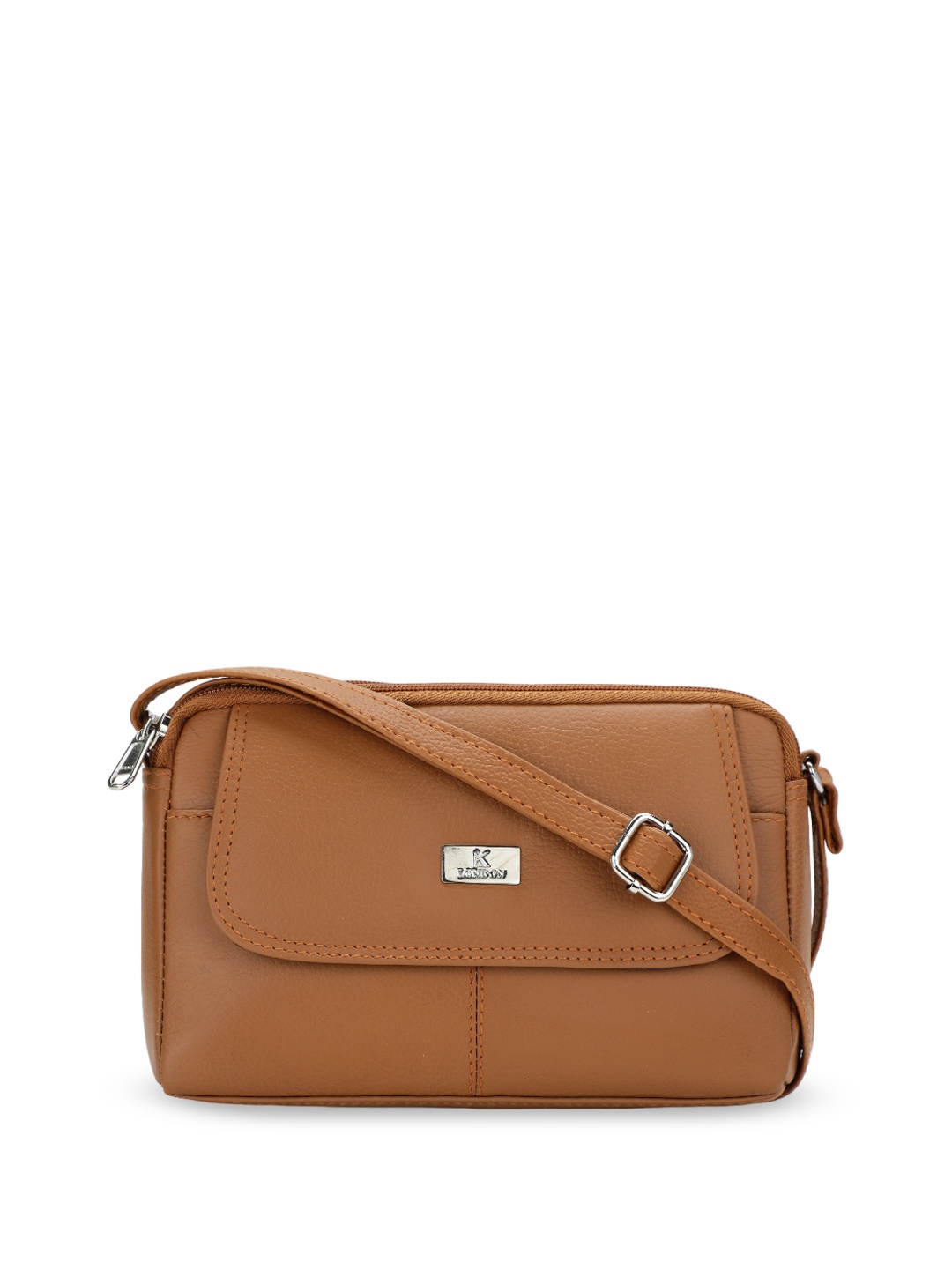 

K London Leather Structured Sling Bag, Tan