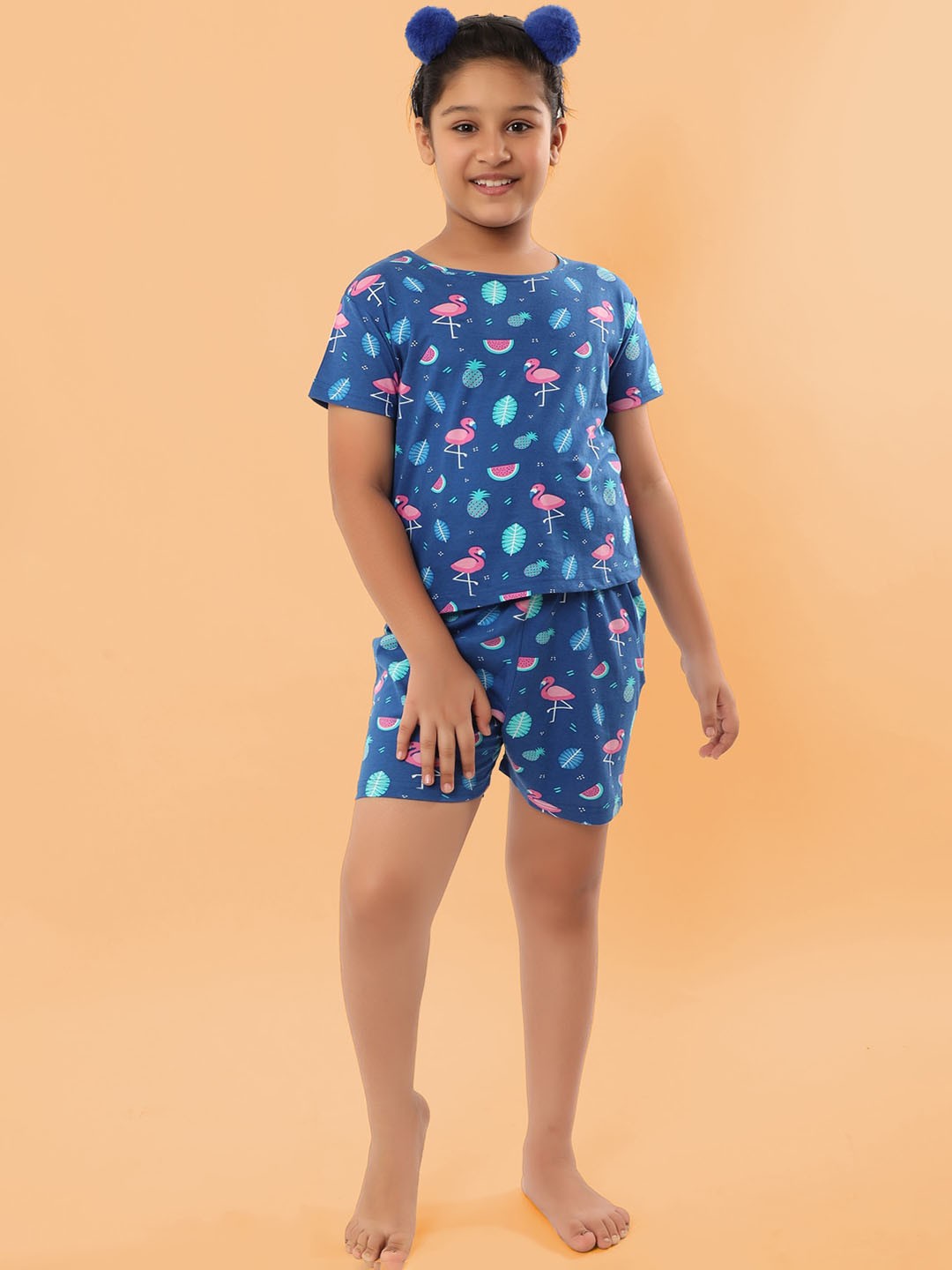 

Ninos Dreams Girls Printed Pure Cotton Night suit, Blue