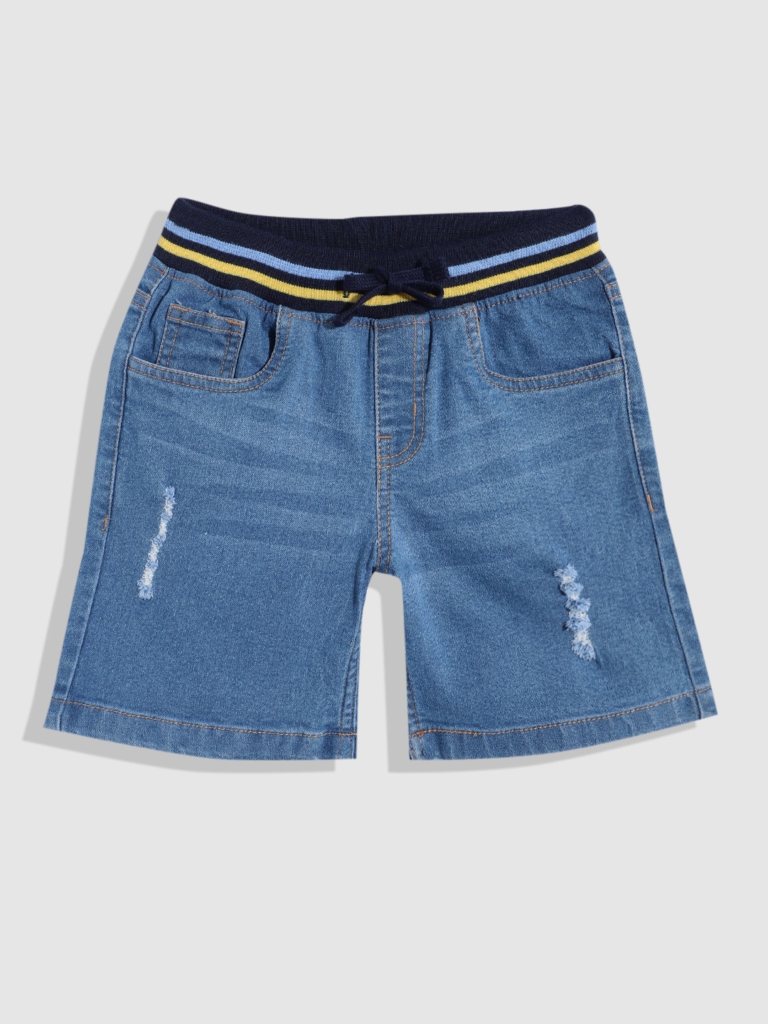 

YK Boys Slim Fit Distressed Denim Shorts, Blue