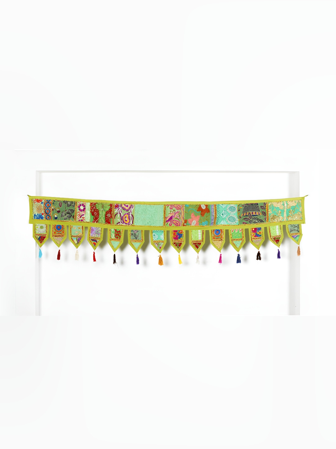 

HANDICRAFT PALACE Green Patchwork Embroidered Hanging Toran