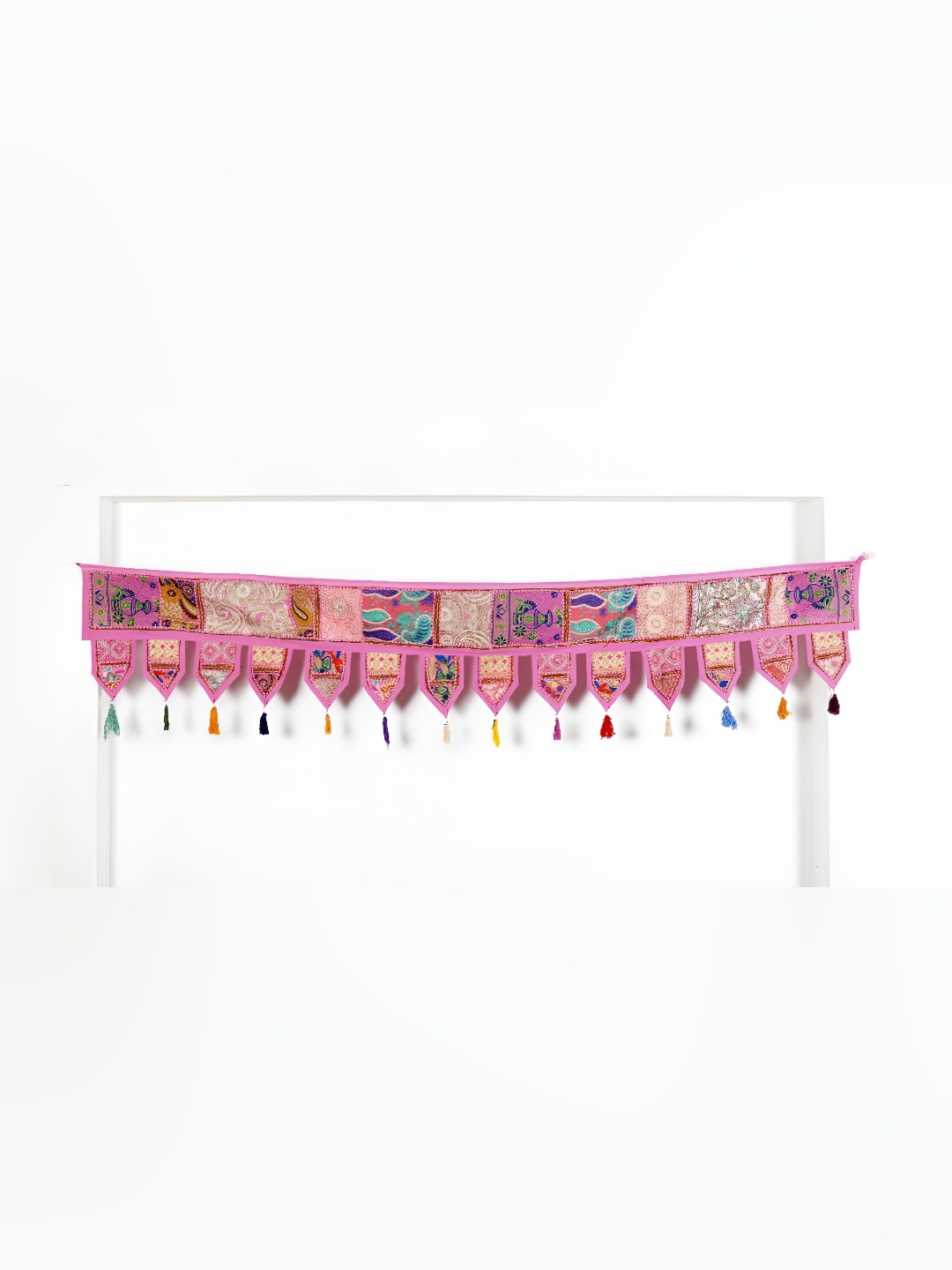 

HANDICRAFT PALACE Pink Patchwork Embroidered Hanging Toran
