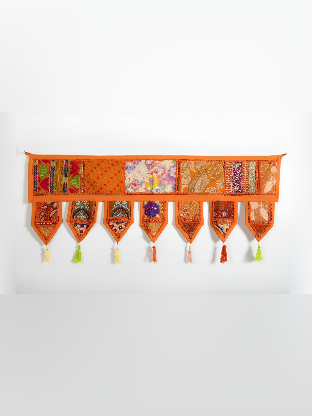 

HANDICRAFT PALACE Orange-coloured Patchwork Embroidered Hanging Toran