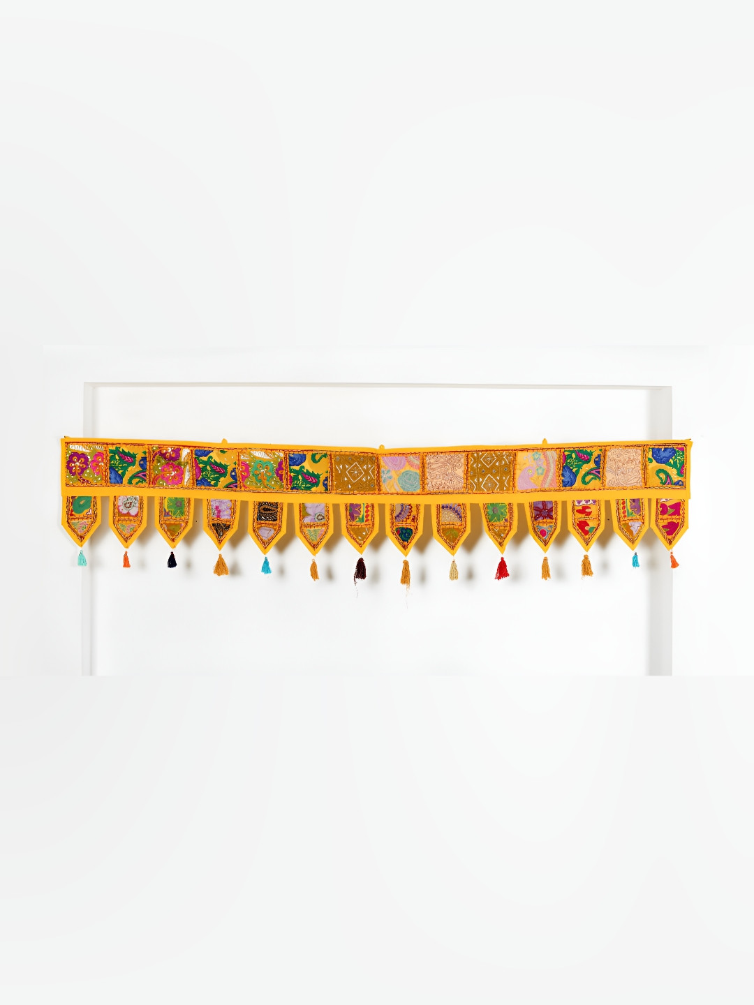 

HANDICRAFT PALACE Yellow & Green Patchwork Embroidered Hanging Toran