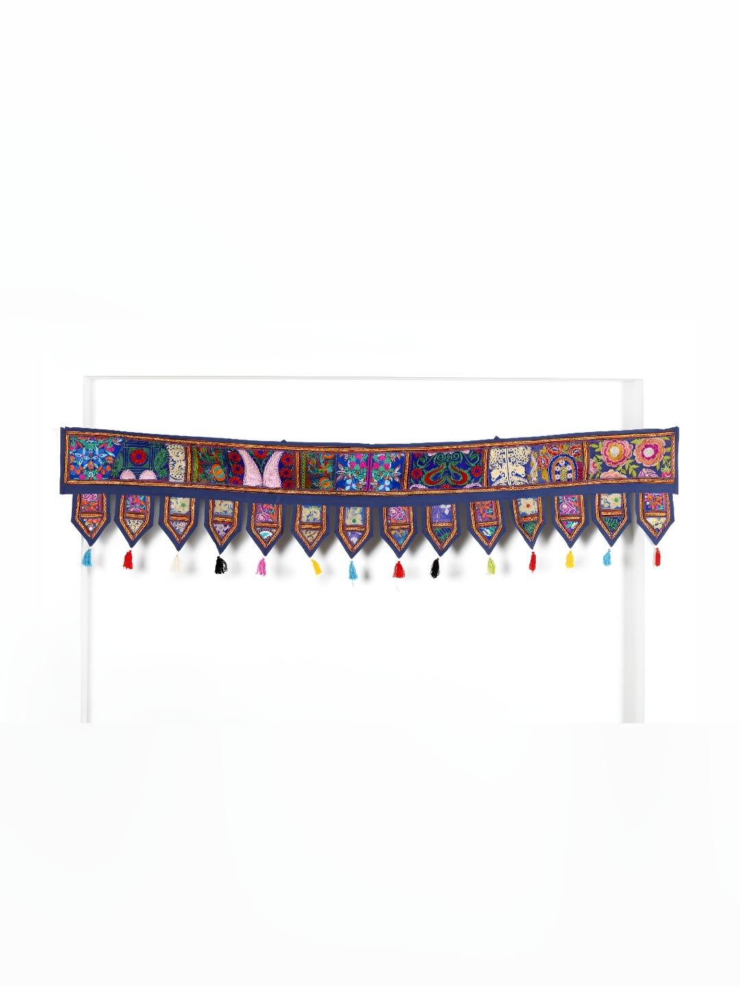 

HANDICRAFT PALACE Blue & Red Patchwork Embroidered Hanging Toran