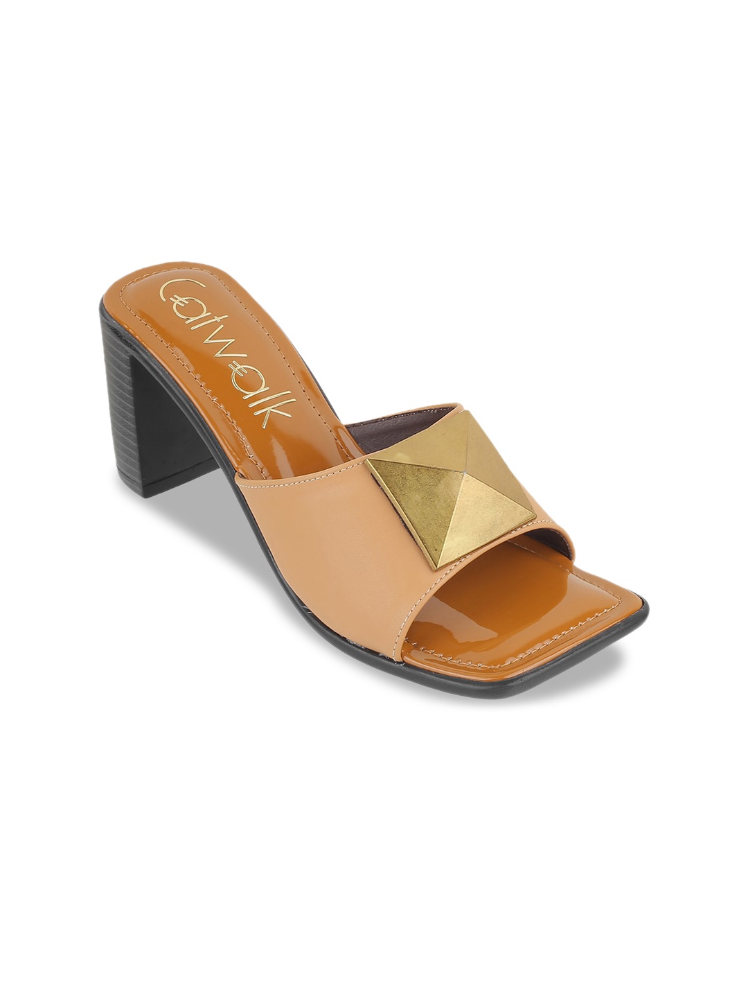 

Catwalk Open Toe Block Heels, Tan