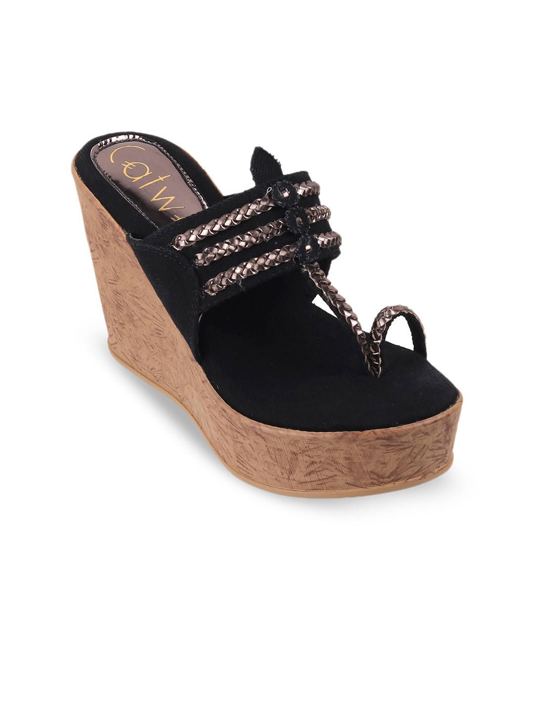 

Catwalk Embellished Open Toe Wedge Heels, Black