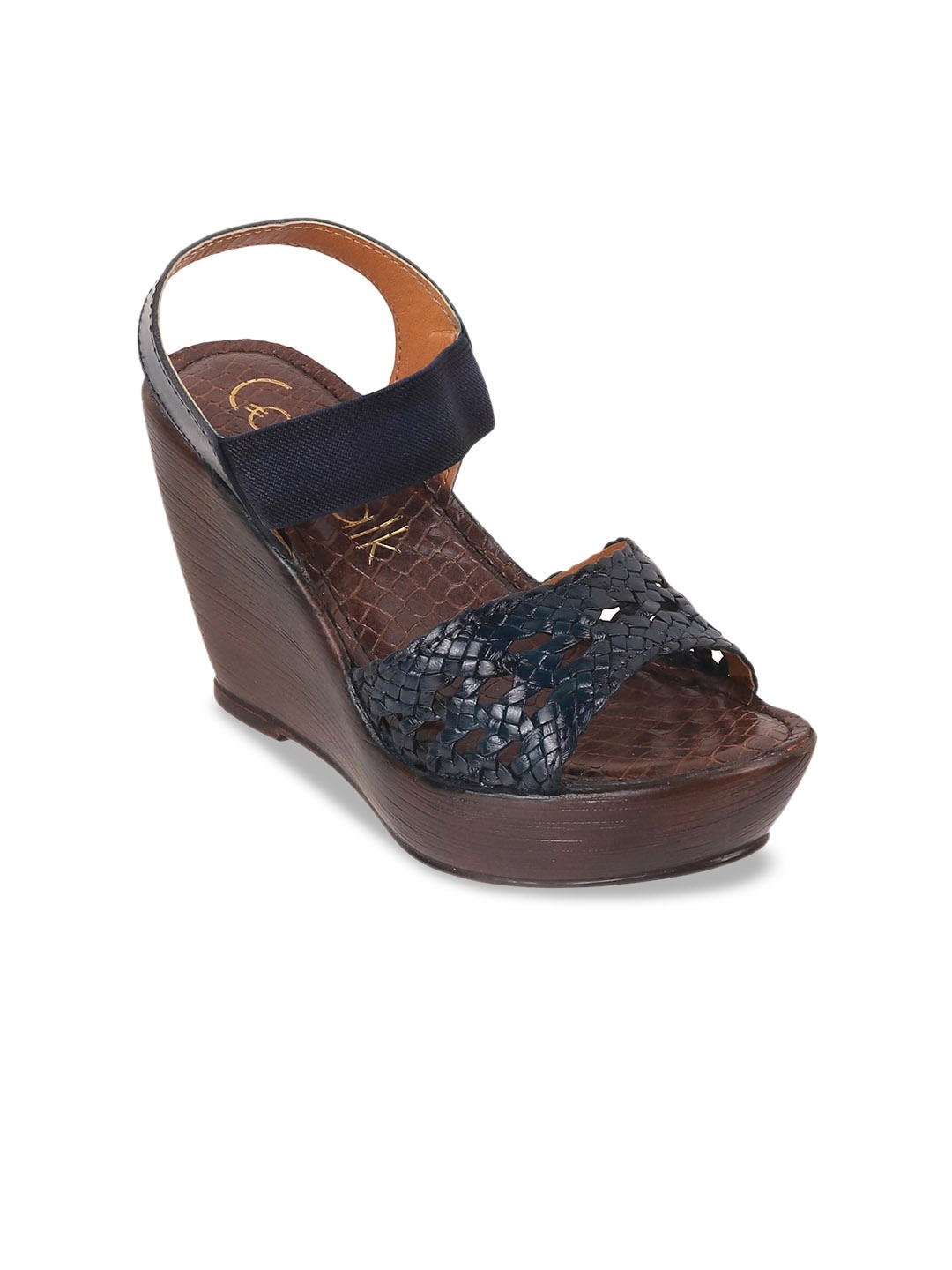 

Catwalk Embellished Open Toe Leather Wedge Heels, Blue