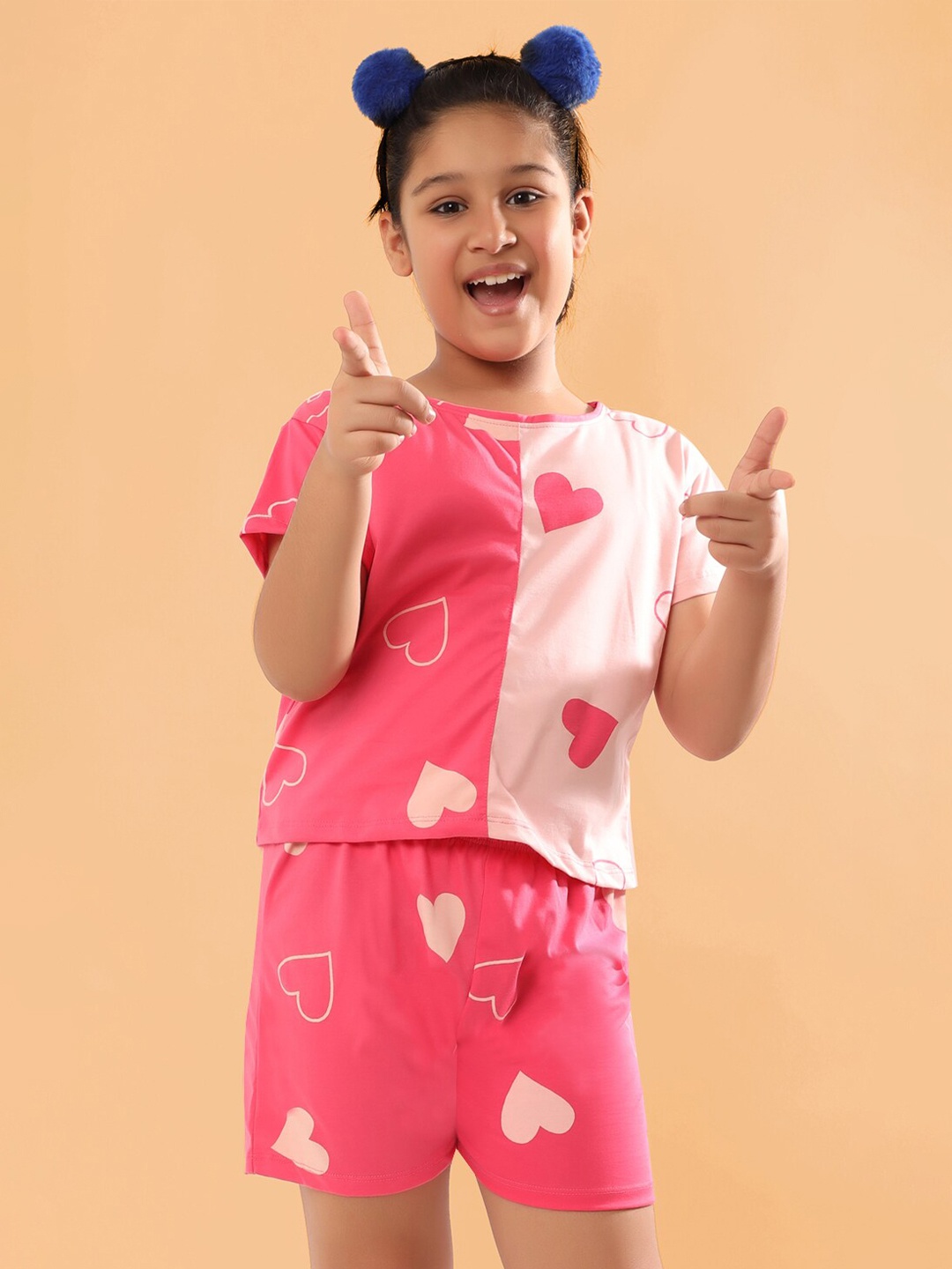 

Ninos Dreams Girls Printed T-shirt With Shorts, Pink