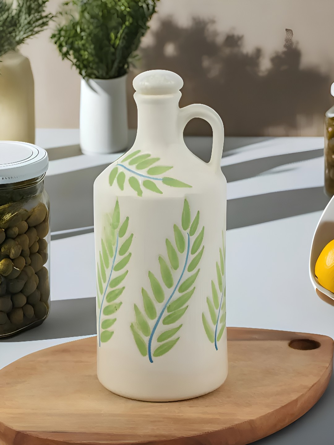 

Kaolinite Green Printed Ceramic Oil Dispenser 750ml
