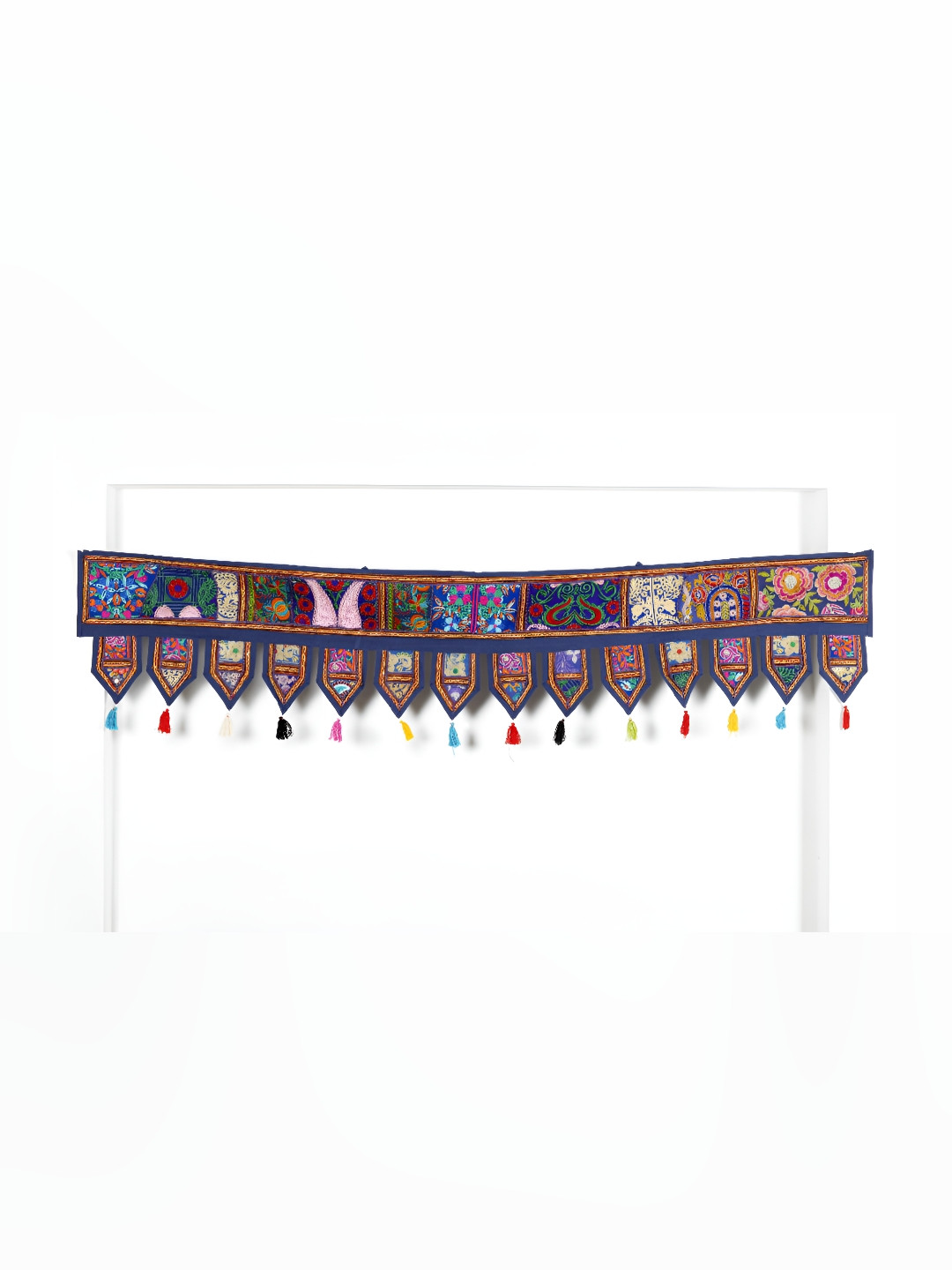 

HANDICRAFT PALACE Blue & Red Patchwork Embroidered Hanging Tapestry