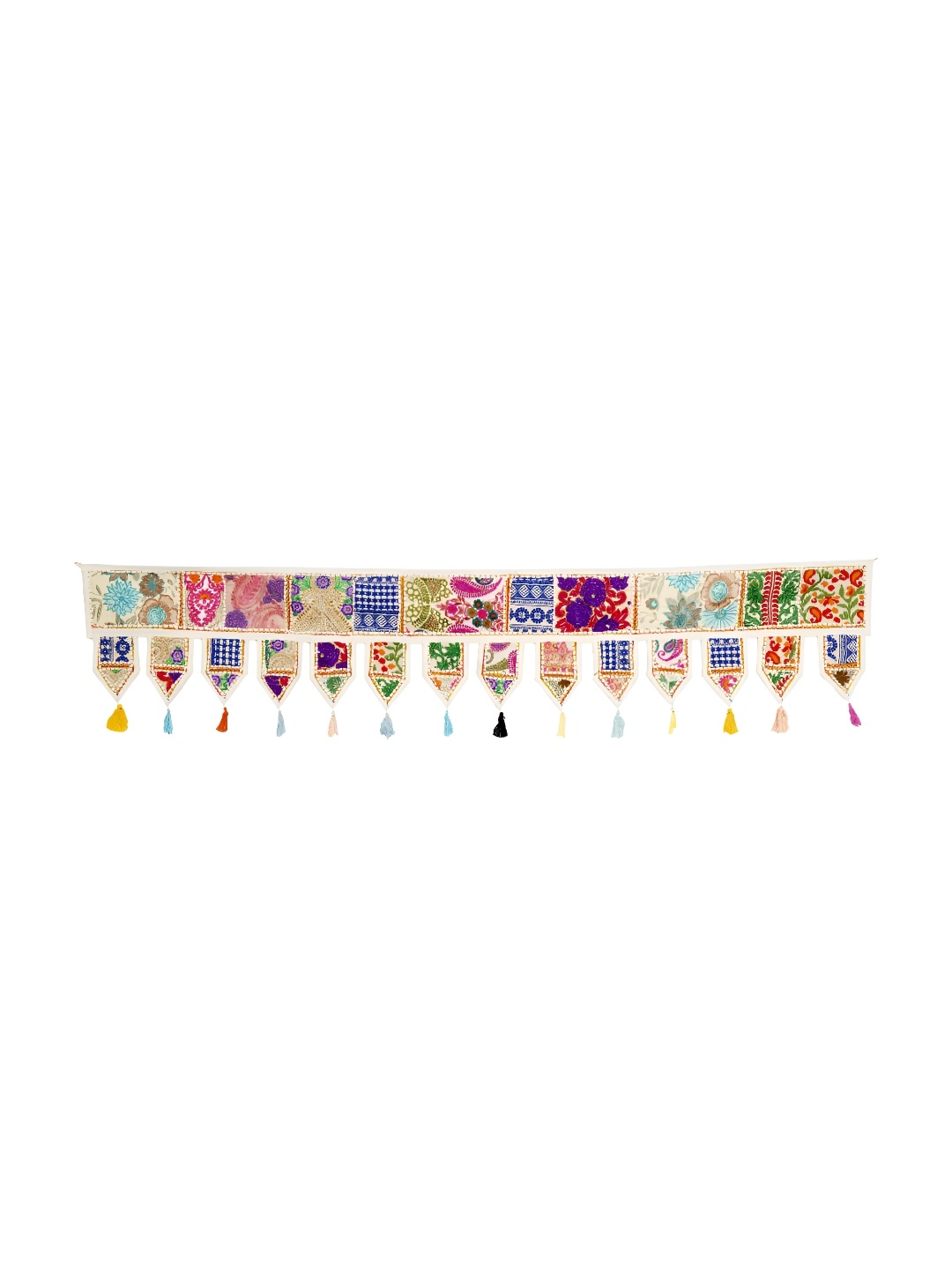 

HANDICRAFT PALACE White & Pink Patchwork Embroidered Hanging Tapestry