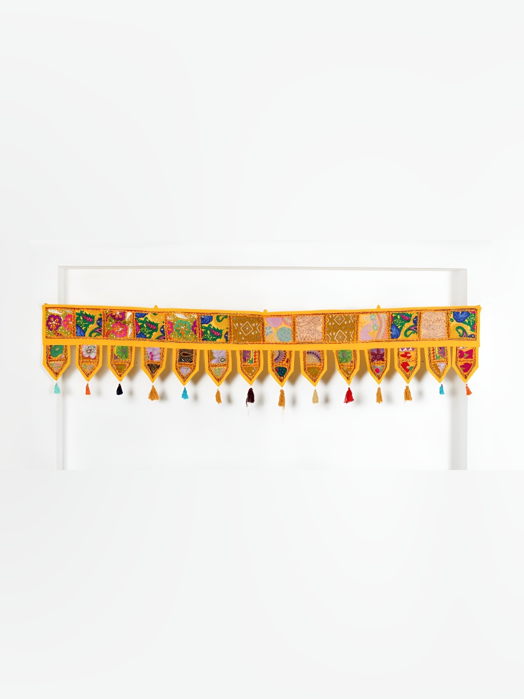 

HANDICRAFT PALACE Yellow Patchwork Embroidered Hanging Toran
