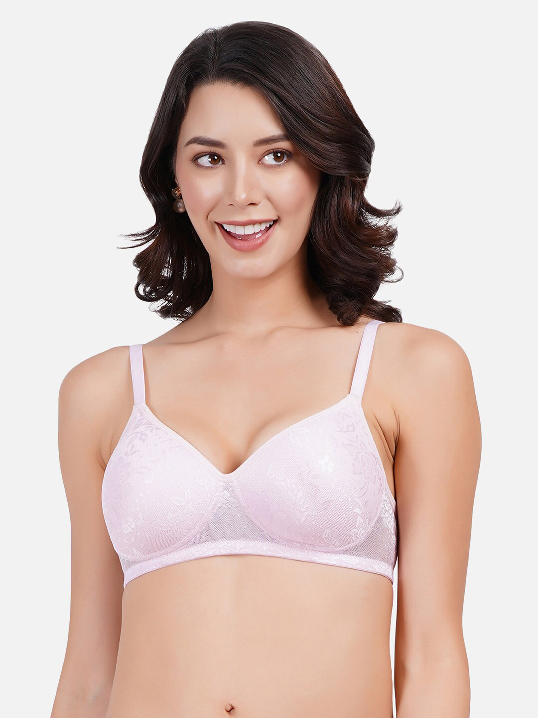 

FIMS Full Coverage Lightly Padded Everyday Bra With All Day Comfort, Pink