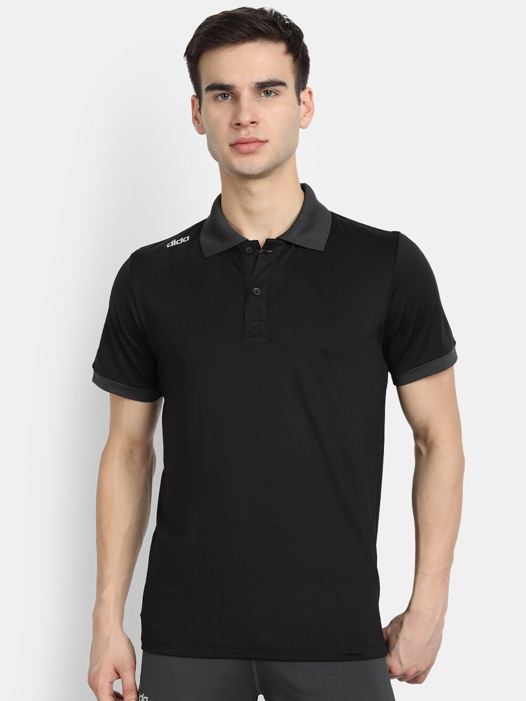 

DIDA Comfort Fit Active Polo Collar Sports Training T-Shirt, Black