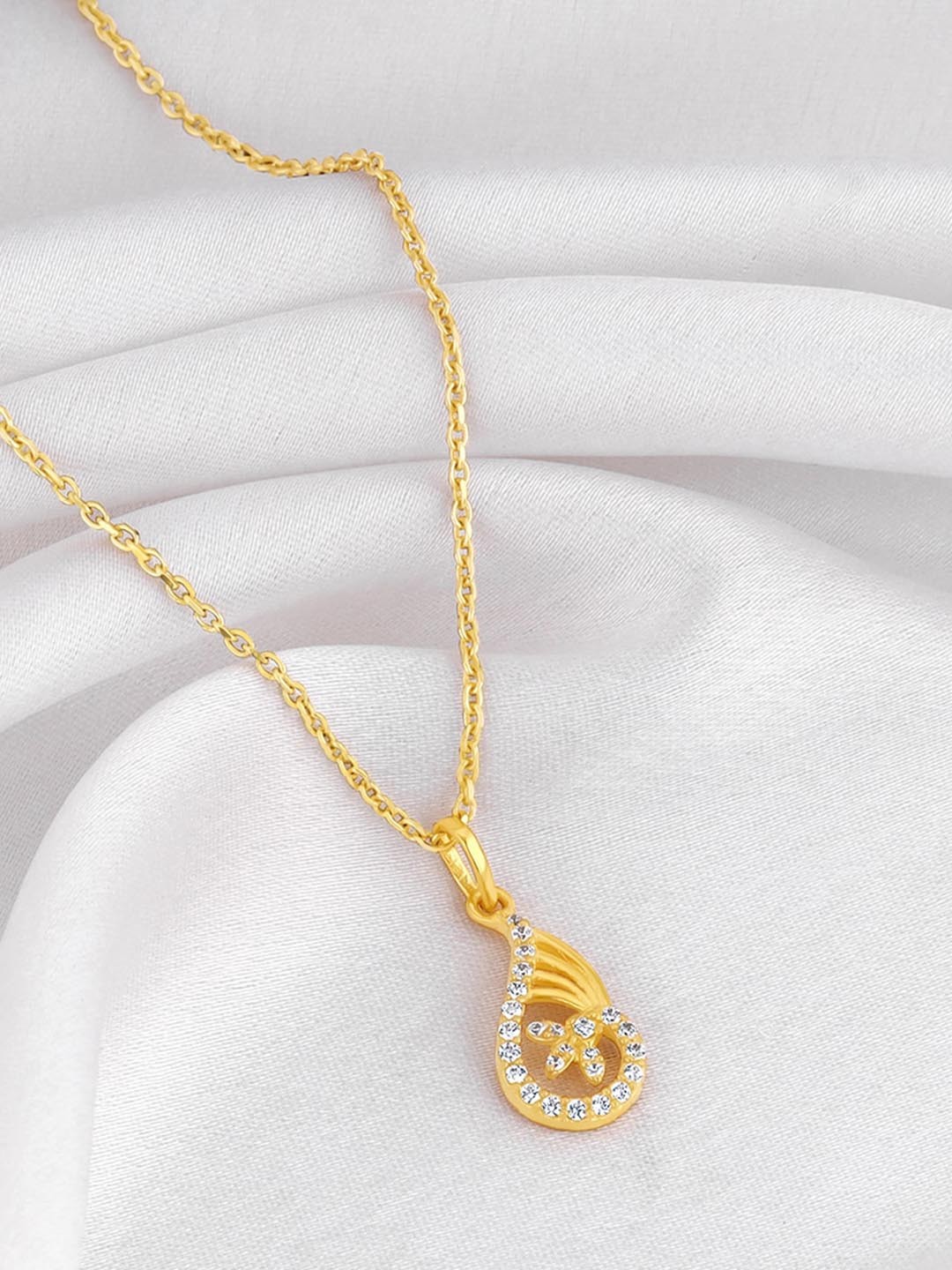 

GIVA 925 Silver Gold-Plated Stone Studded Contemporary Pendant with Chain
