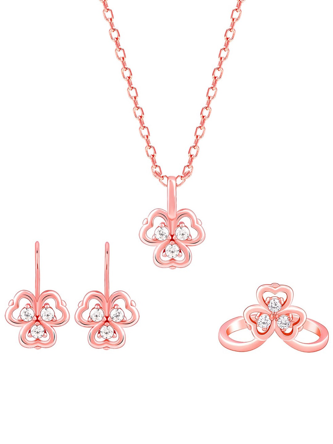 

GIVA 925 Sterling Silver Rose Gold-Plated Stone-Studded Jewellery Set