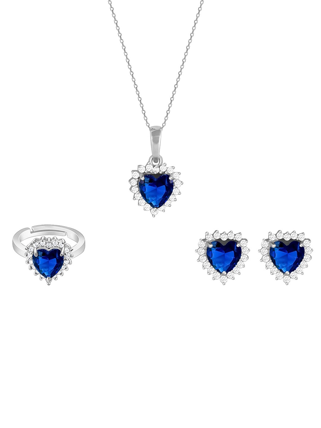 

GIVA 925 Sterling Silver Rhodium-Plated CZ-Studded Jewellery Set
