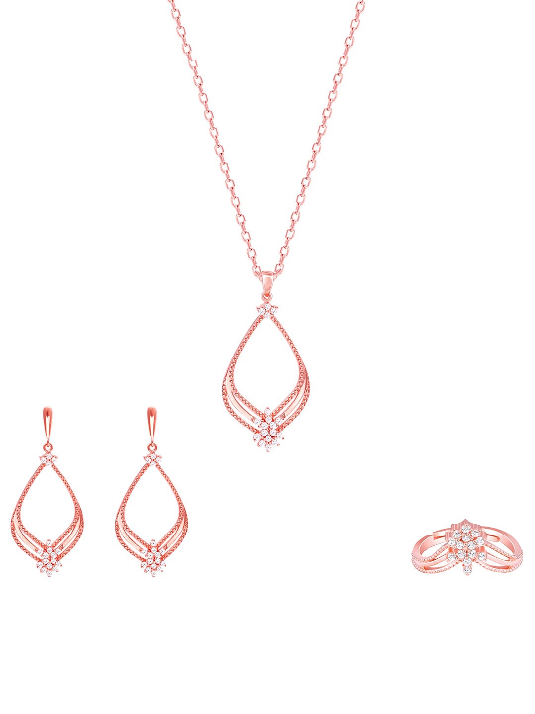 

GIVA 925 Sterling Silver Rose Gold Plated Stones Studded Jewellery Set