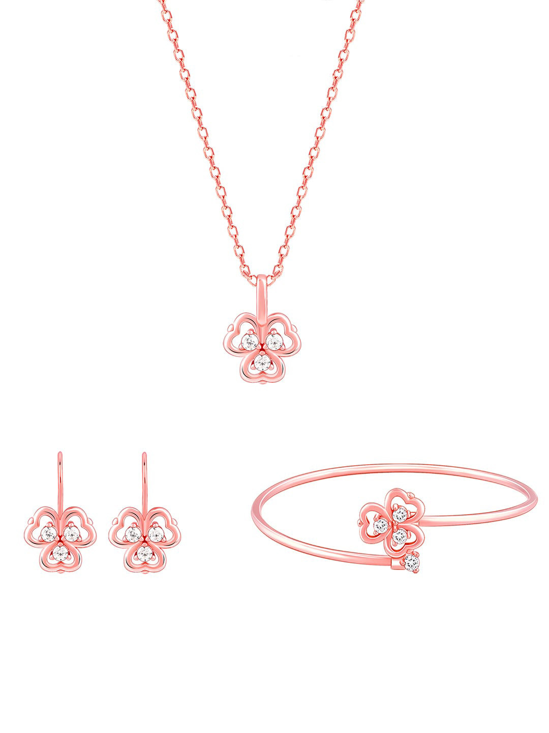 

GIVA 925 Sterling Silver Rose Gold-Plated Stone-Studded Jewellery Set
