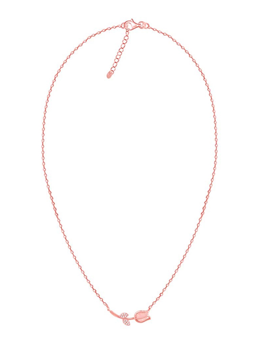 

GIVA 925 Silver Rose Gold Pink Quartz Flower Necklace With Finger Ring