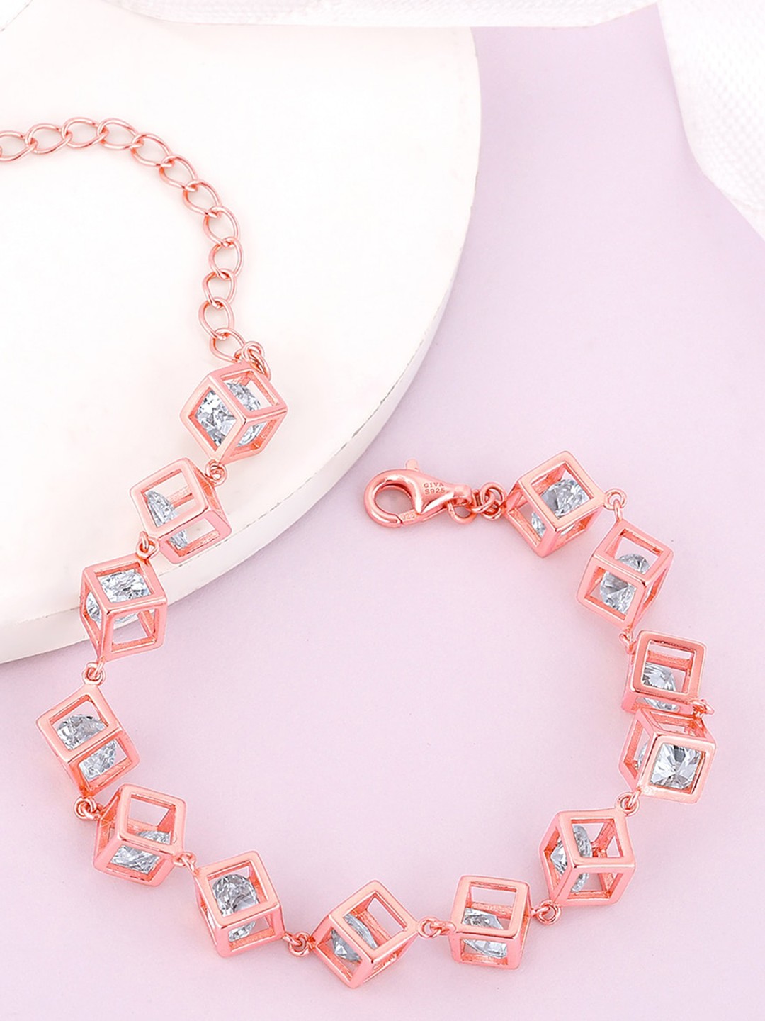 

GIVA 925 Sterling Silver Rose Gold-Plated CZ-Studded Jewellery Set