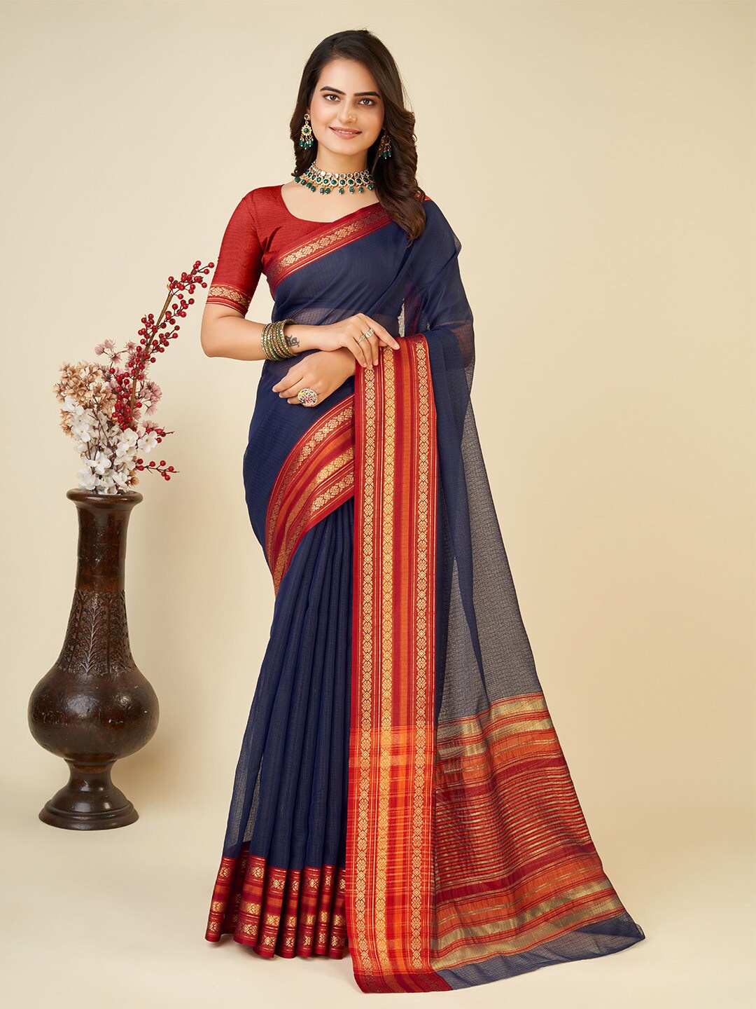 

Ishin Woven Design Zari Kota Saree, Blue