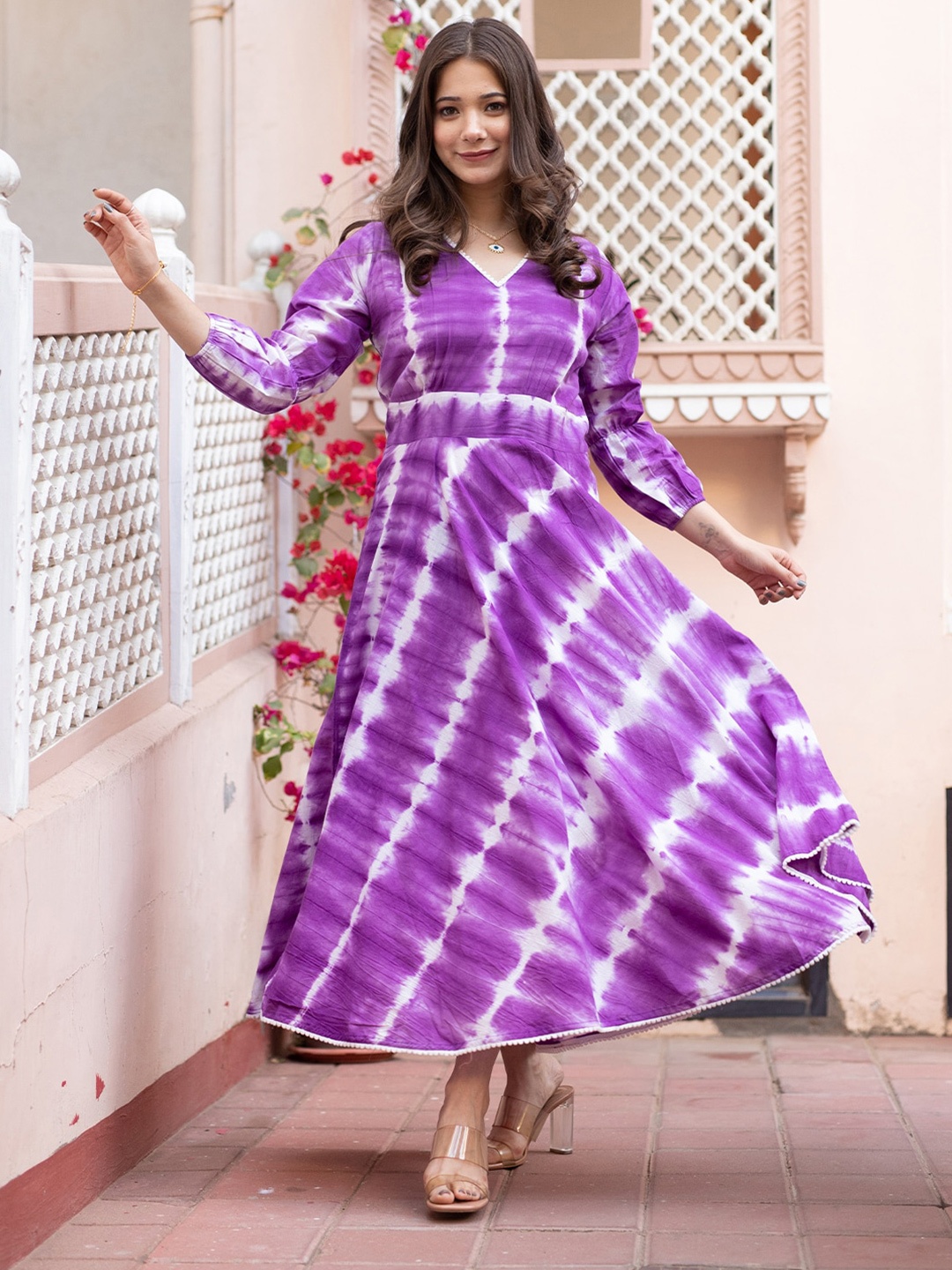 

ROOHANIYAT Tie and Dye Maxi Dress, Purple
