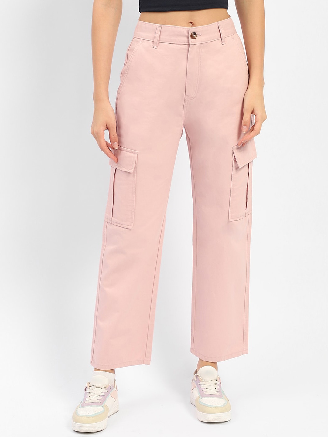 

Madame Women Pure Cotton Cargos Trouser, Pink