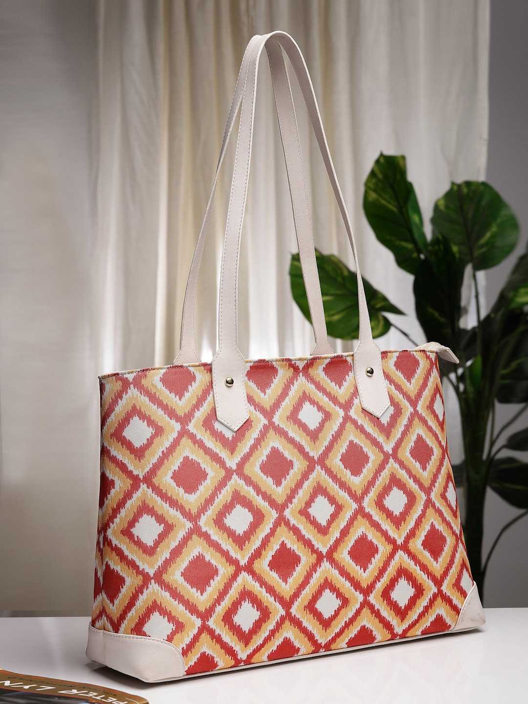 

Anouk Beige Geometric Printed Oversized Shopper Tote Bag