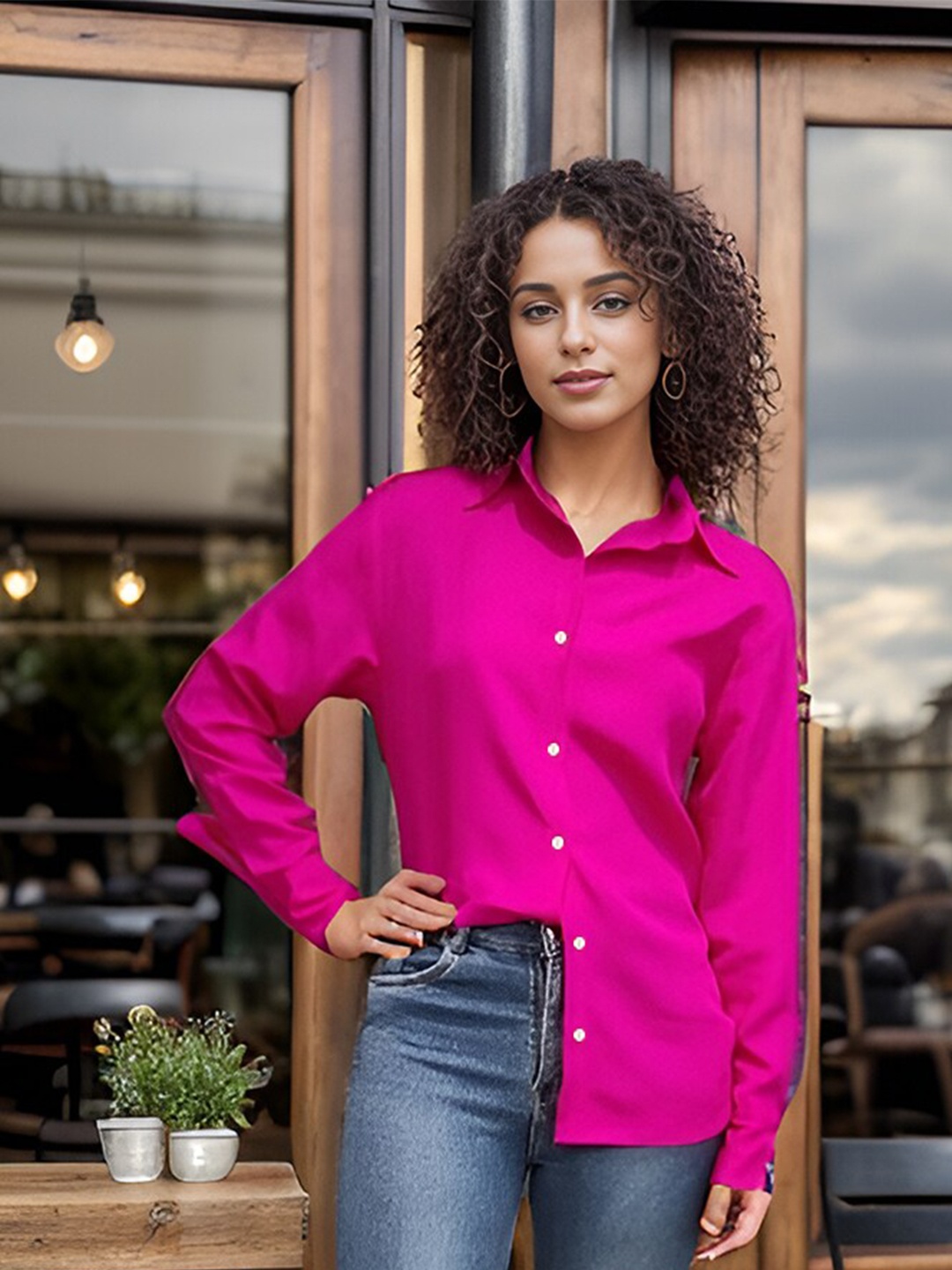 

A.T.U.N. Relaxed Spread Collar Full Sleeve Casual Shirt, Fuchsia