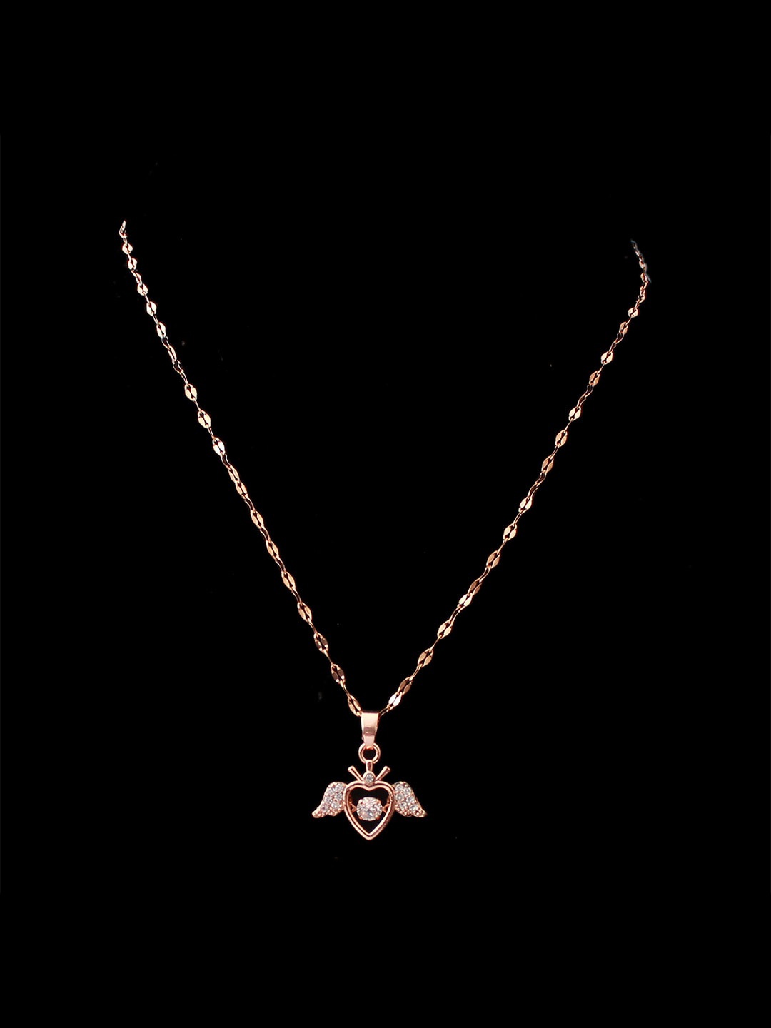 

Mirana Rose Gold-Plated Cubic Zirconia Studded Pendants with Chains