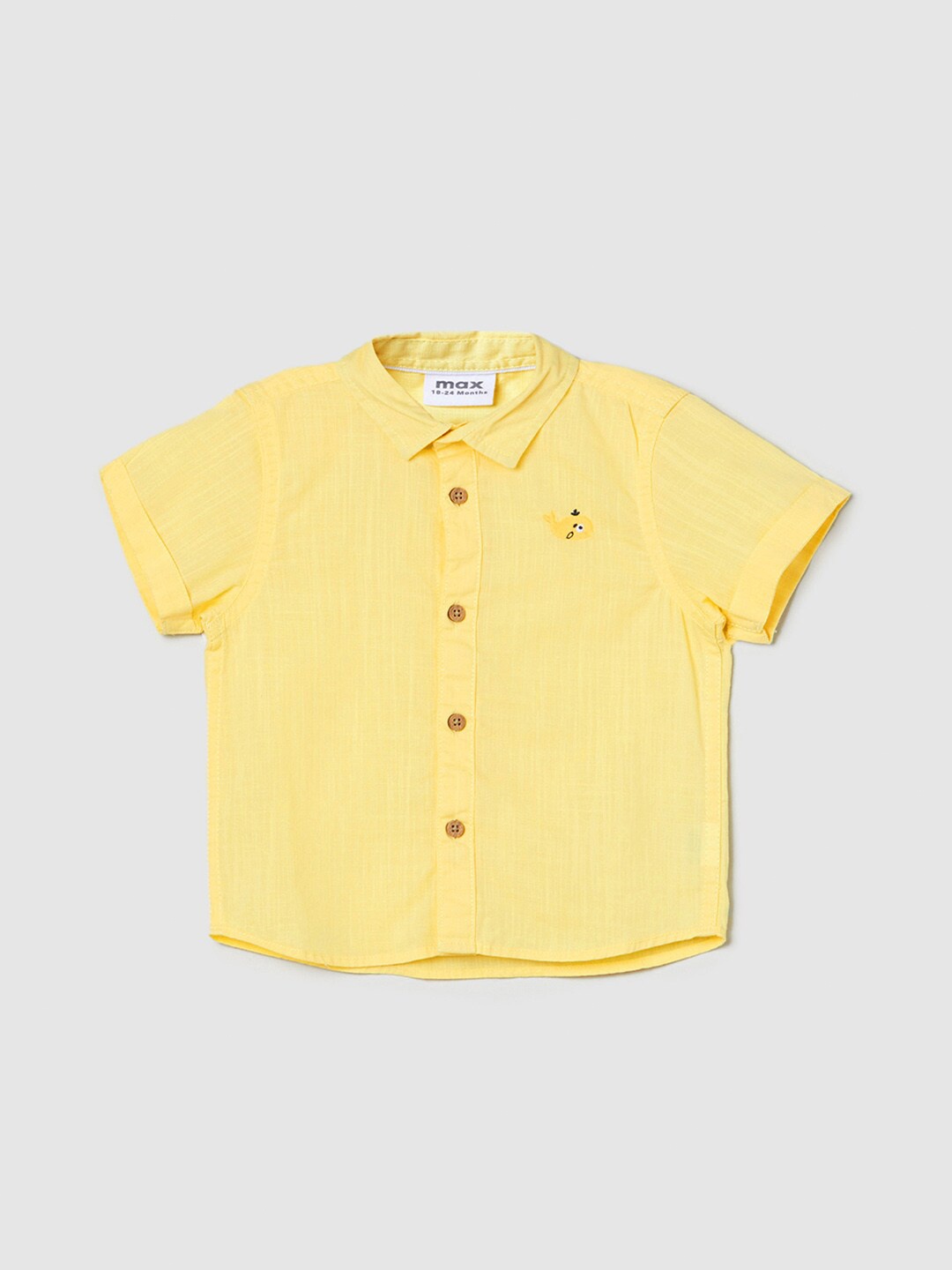 

max Boys Spread Collar Short Sleeves Cotton Casual Shirt, Yellow