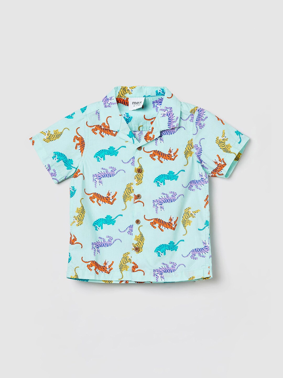 

max Boys Printed Cotton Casual Shirt, Green