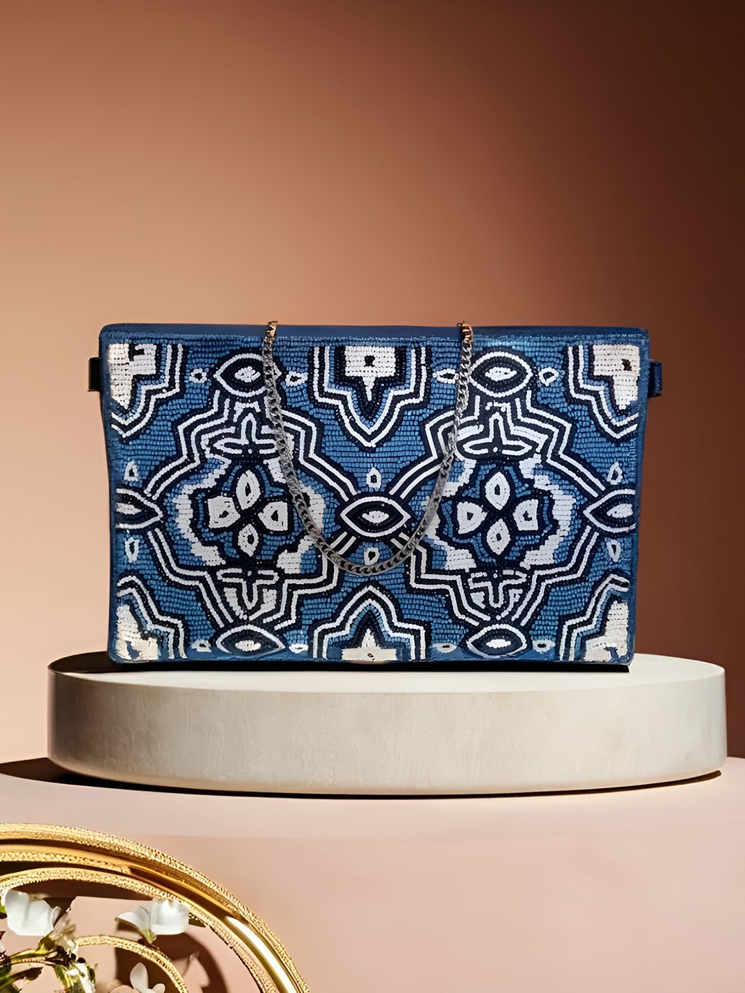 

REZZY Embroidered Purse Clutch, Blue