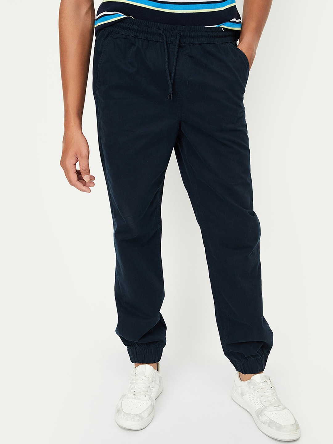

max Boys Cotton Joggers Trouser, Navy blue