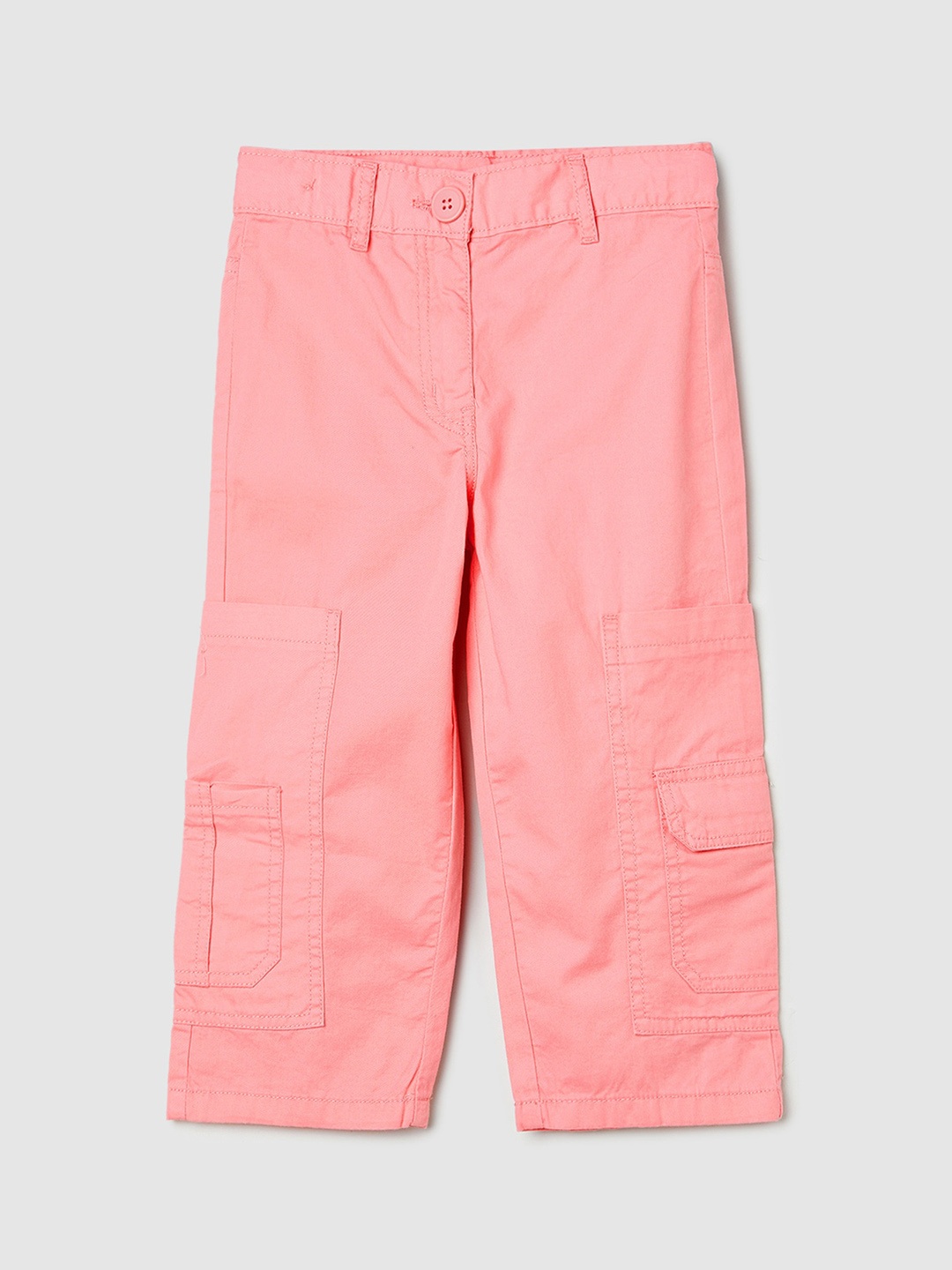 

max Girls Mid-Rise Regular Cotton Cargos Trousers, Orange