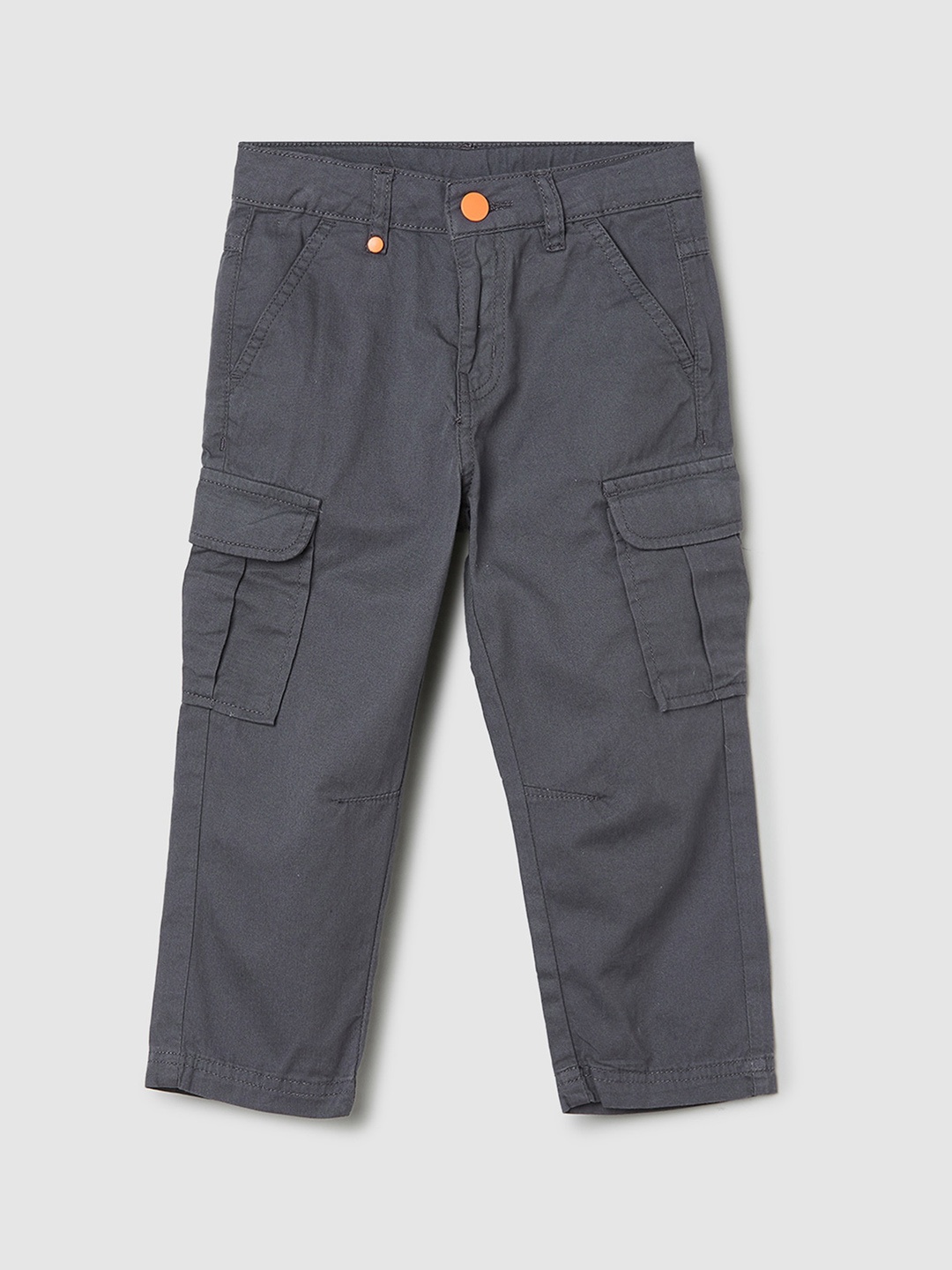 

max Boys Cotton Casual Cargos Trousers, Grey