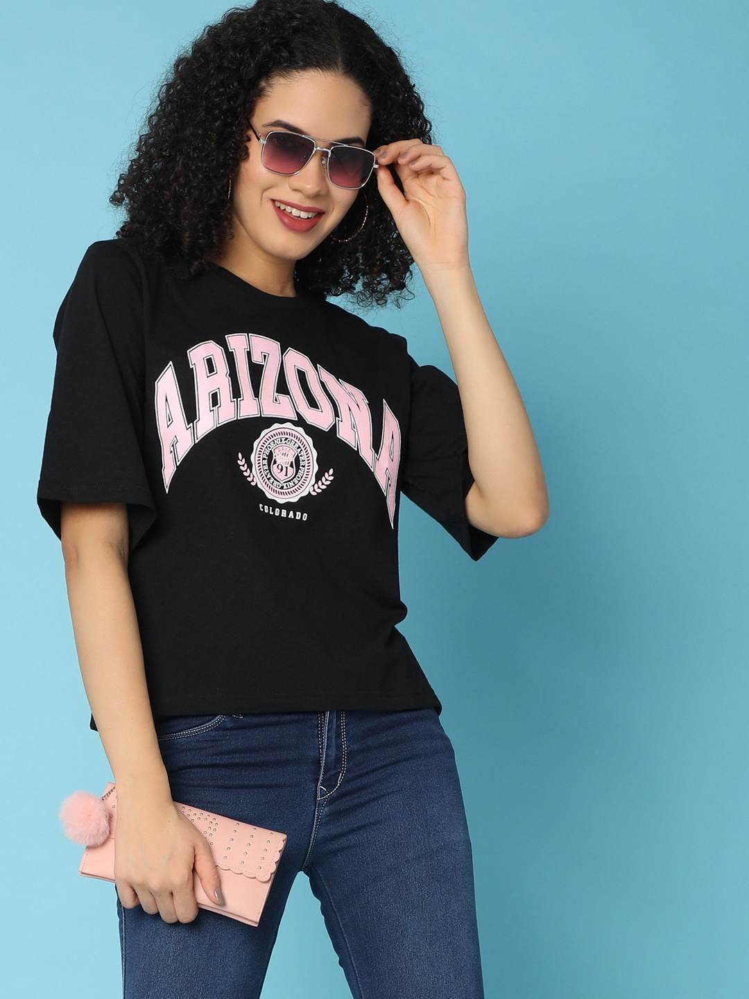 

V-Mart Typography Printed Cotton T-shirt, Black