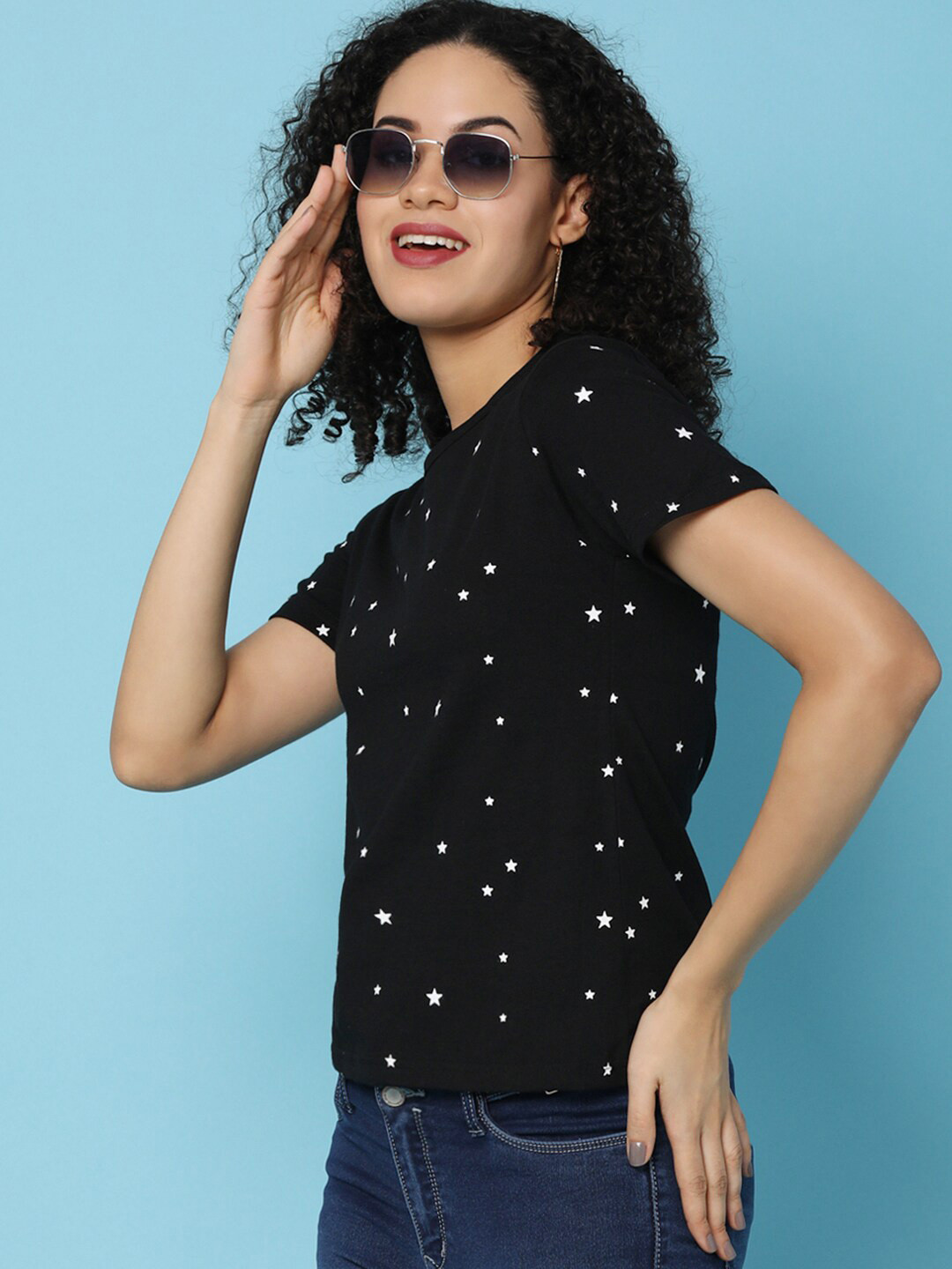 

V-Mart Round Neck Short Sleeves Cotton T-shirt, Black