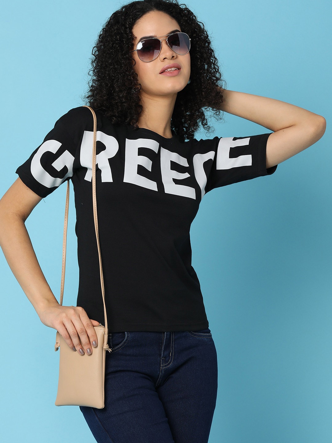 

V-Mart Typography Printed Round Neck Cotton Casual T-shirt, Black