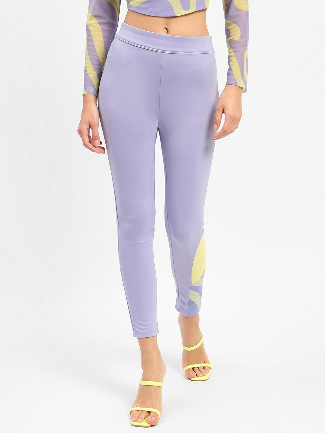 

Madame Women Woven Jeggings, Purple