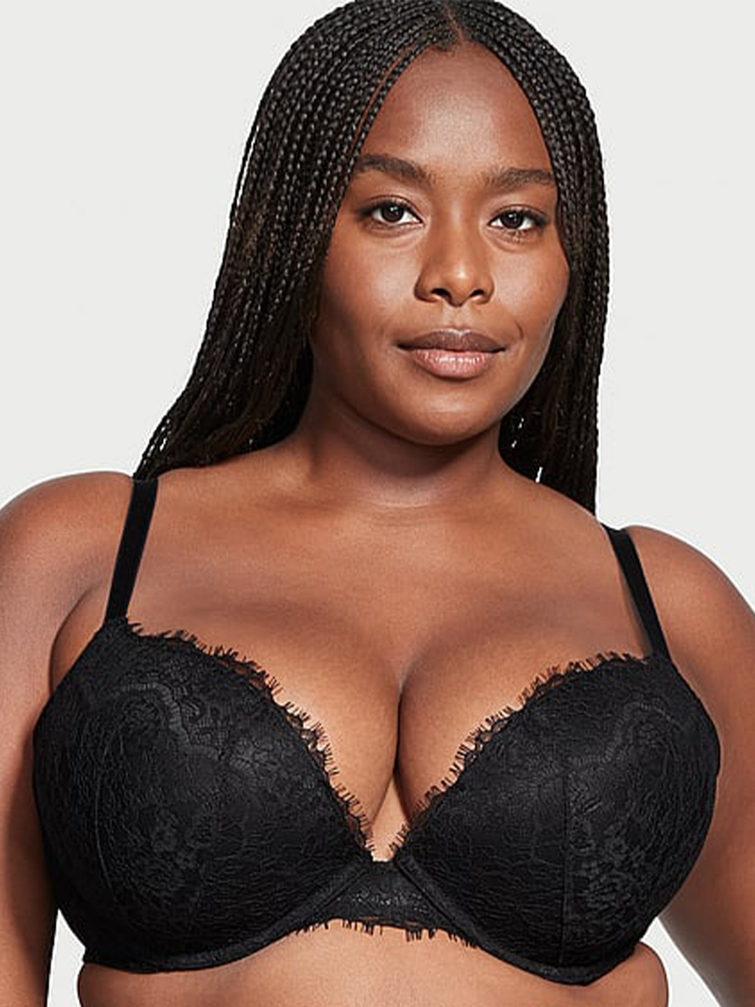 

Victoria's Secret Dream Angels Plus Size Floral Lace Push-Up Bra With All Day Comfort, Black