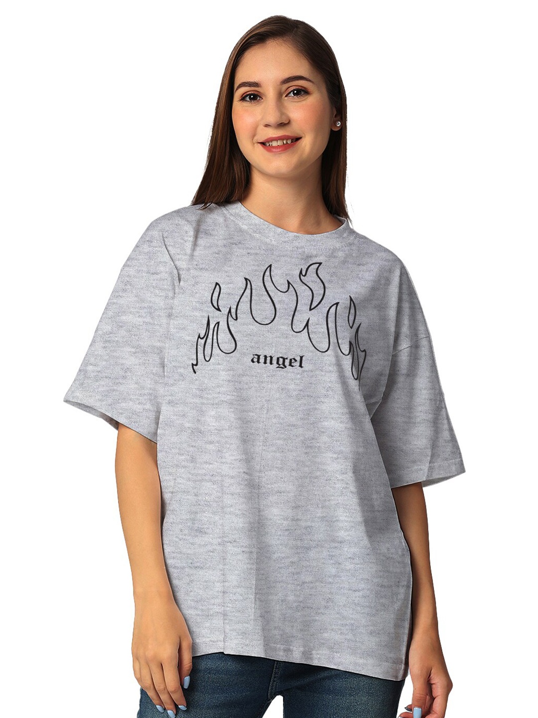 

STATUS MANTRA Typography Printed Cotton T-shirt, Grey
