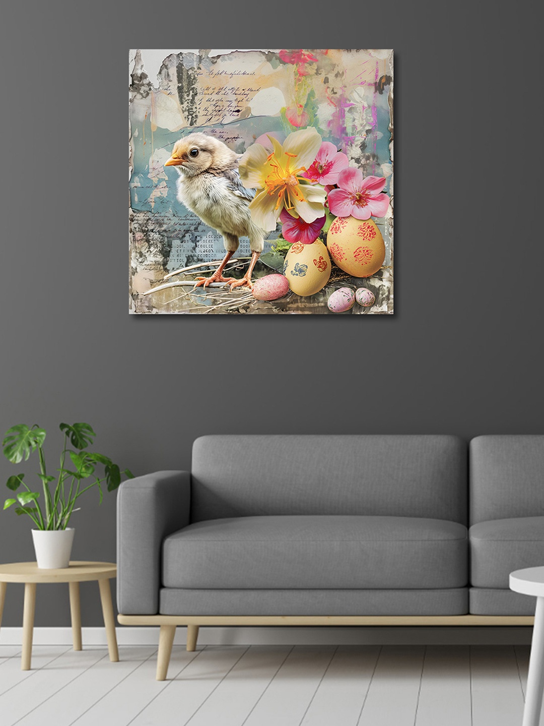 

OLIVE TREE Beige & Orange Canvas Birds and Animals Painting Wall Art