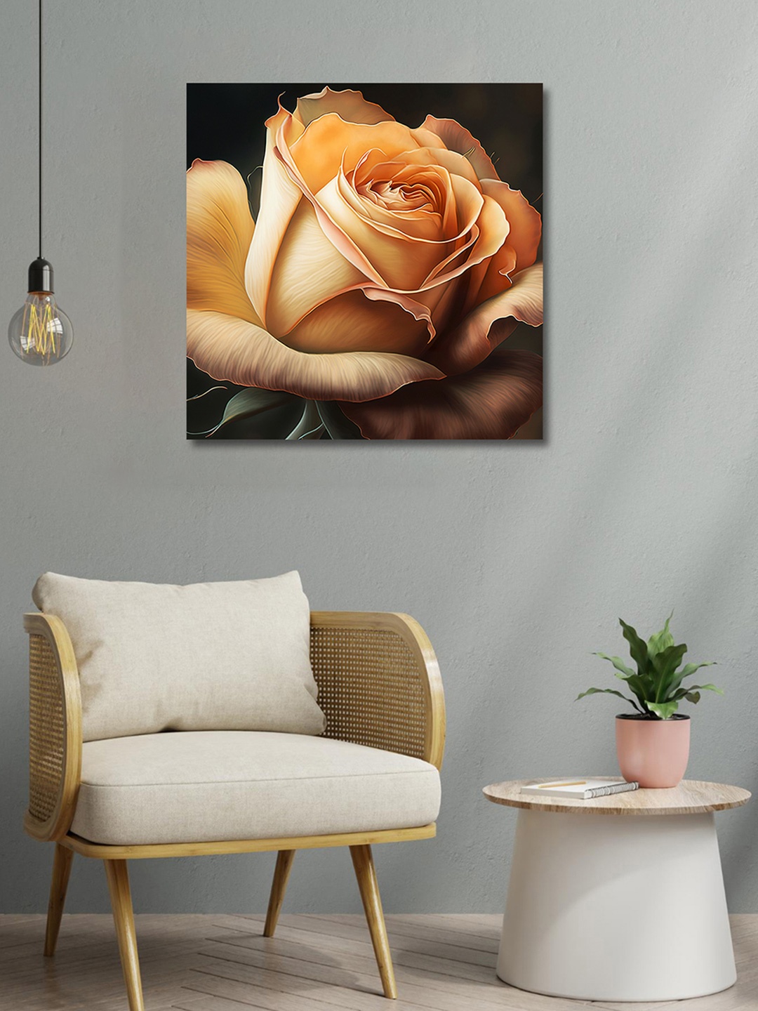 

OLIVE TREE Brown & Orange Canvas Floral and Botanical Painting Wall Art