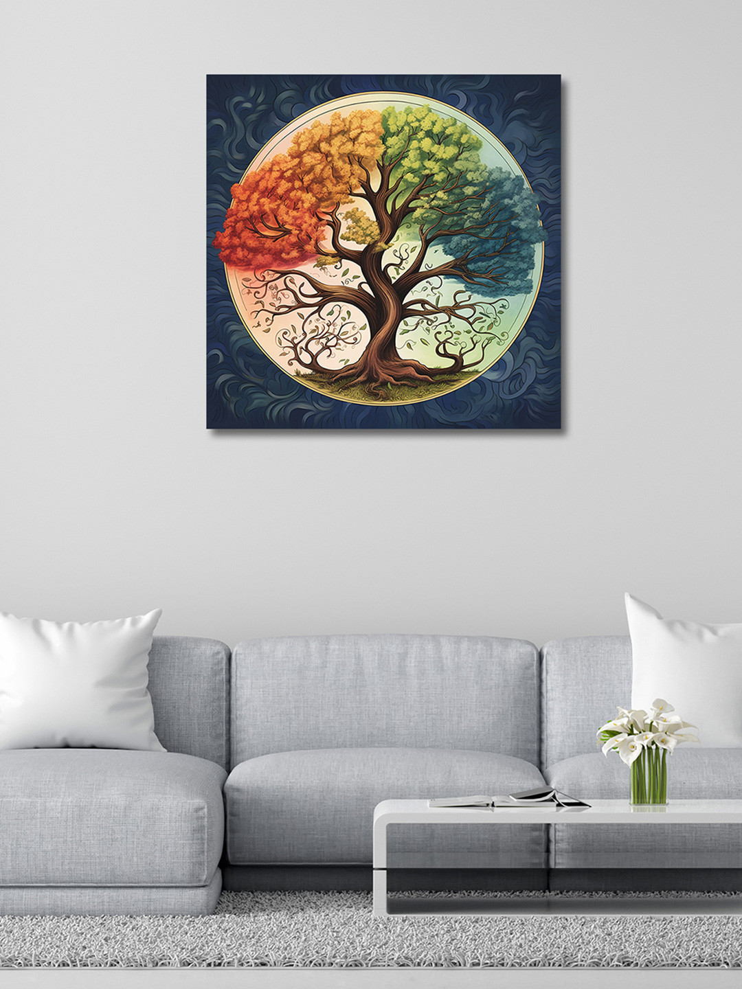 

OLIVE TREE Blue & Green Canvas Other Painting Wall Art