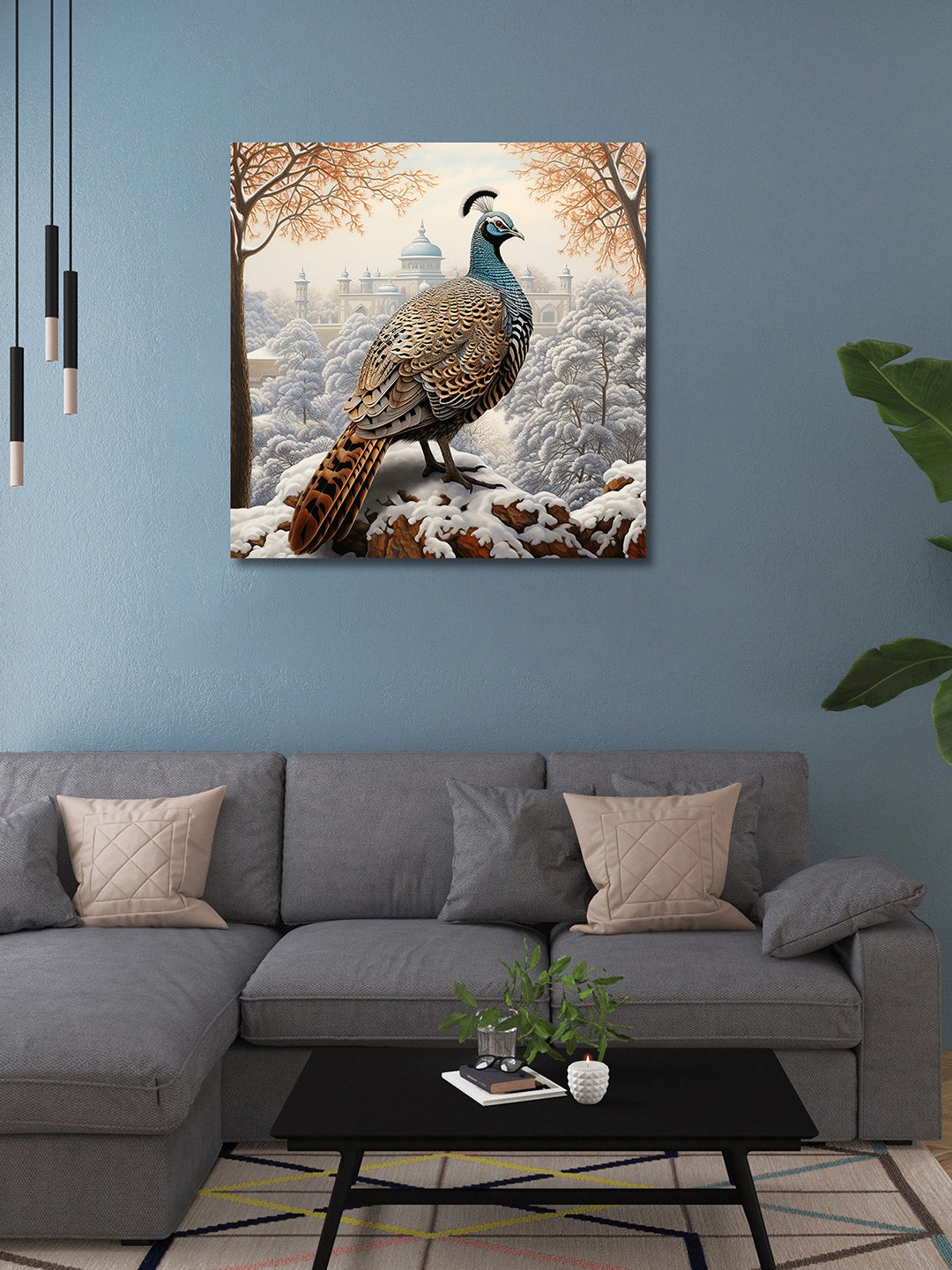 

OLIVE TREE White & Blue Canvas Birds and Animals Painting Wall Art