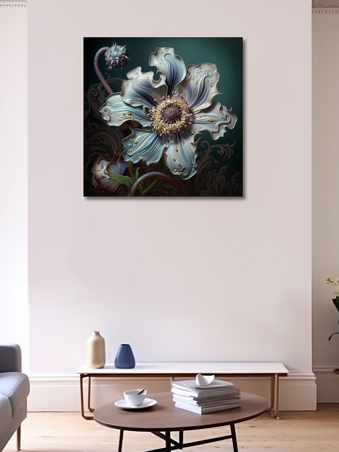 

OLIVE TREE Blue & Green Canvas Painting Wall Art