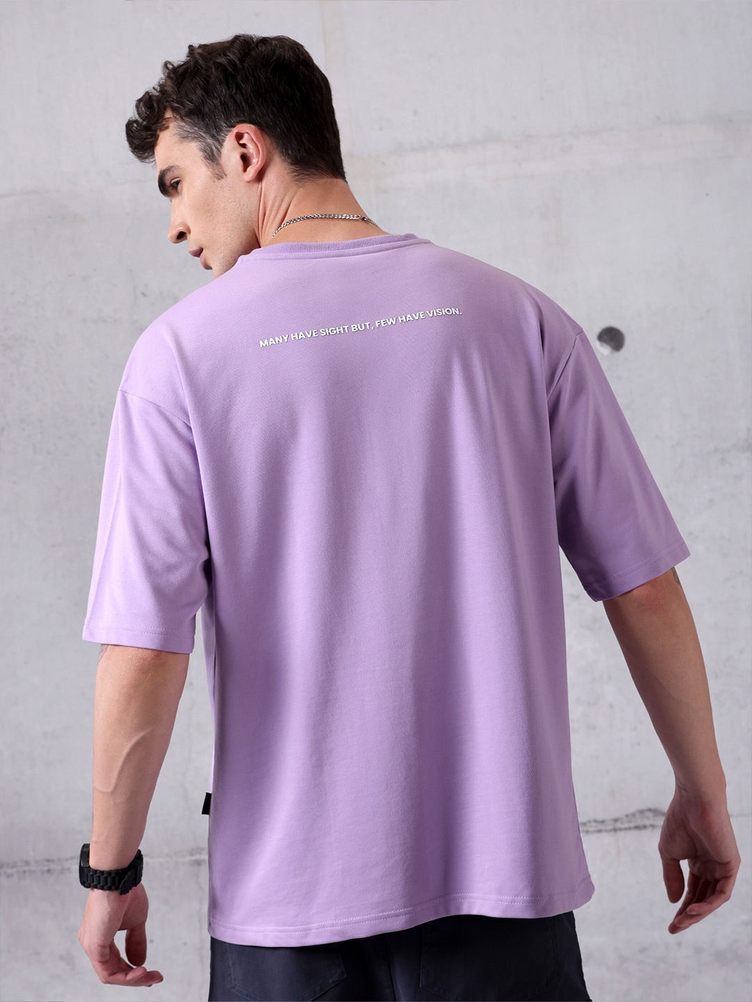 

Beyoung Cotton Round Neck Pocket Oversized Casual T-shirt, Purple