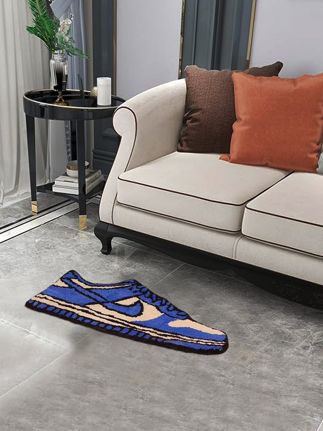

BELLA TRUE Blue & Cream Abstract Hand-Tufted Carpet